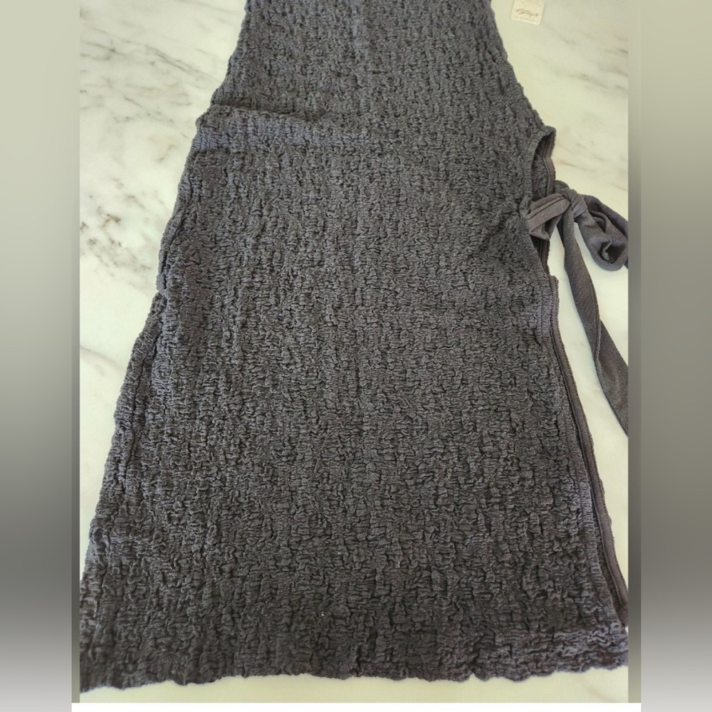 NWOT Free People Sea Foam textured midi dress bodycon tie neck and side slit - Picture 9 of 14